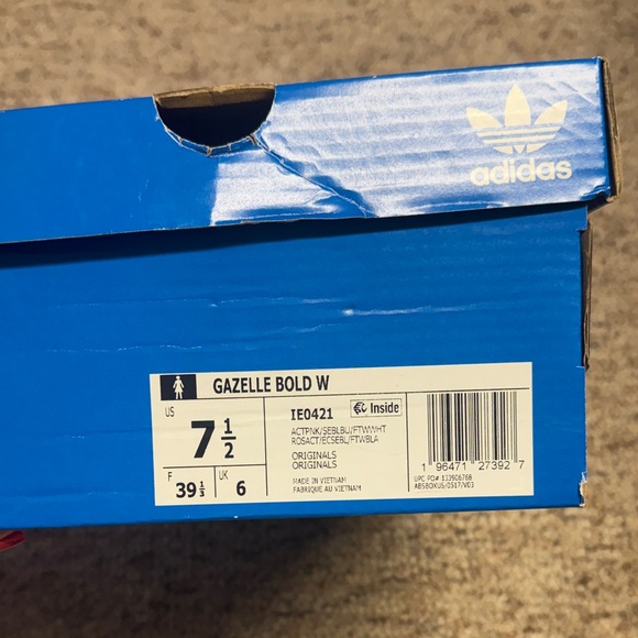 Adidas Gazelle Platform Red Suede Sneakers with Light Blue Stripes - Picture 6 of 6